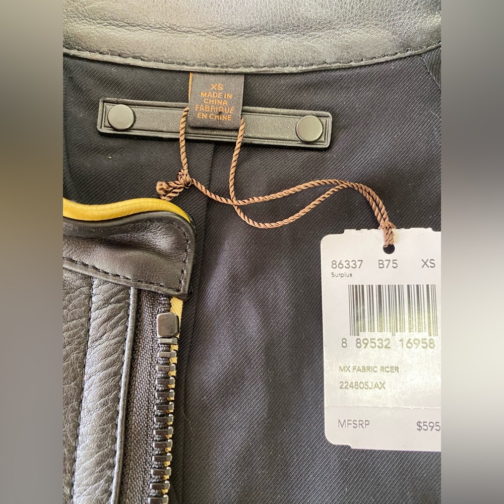 Coach Outlet Tan Black Trim Moto Style Utility Zip Front Jacket Luxury Casual XS - Picture 10 of 13